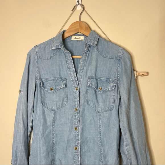 Bella Dahl blue chambray button down shirt size XSMALL - Picture 3 of 8
